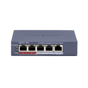 Hikvision DS-3E0105P-E/M(C) Коммутатор 4-портовый неуправляемый PoE