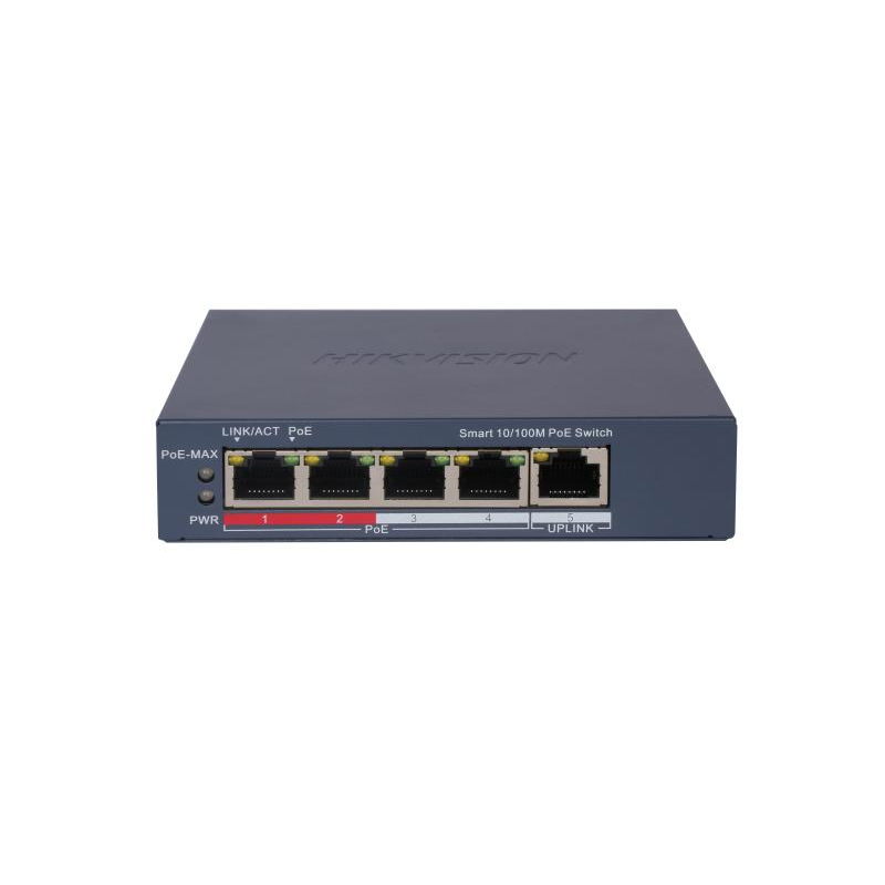 Hikvision DS-3E1105P-EI (V2) Коммутатор 4-портовый PoE, управление через Hik-Partner Pro