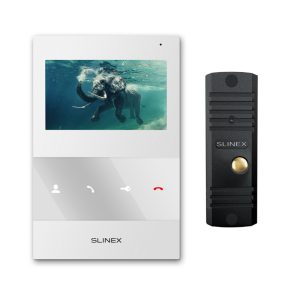 Slinex KIT SQ-04M цвет белый + ML-16HD цвет черный. Комплект домофона 4,3” + панель вызова